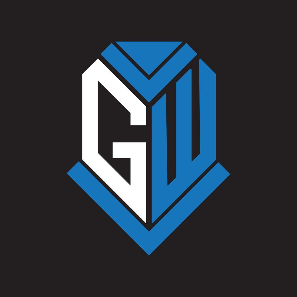 gw lettera logo design su nero sfondo. gw creativo iniziali lettera logo concetto. gw lettera design. vettore