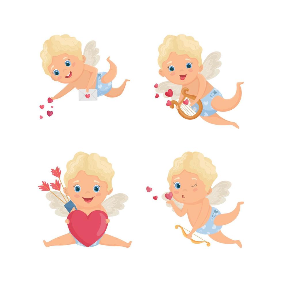 illustrazioni con cartone animato Cupido vettore