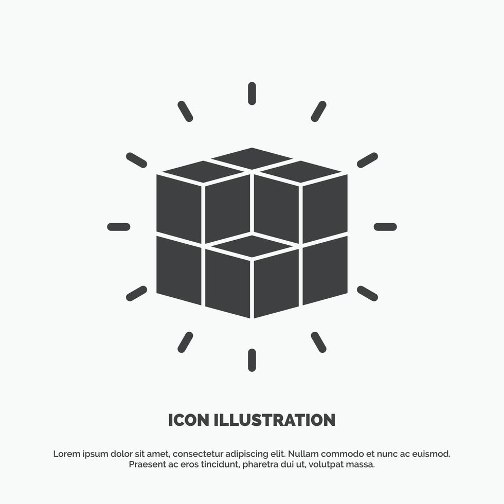 scatola. labirinto. puzzle. soluzione. cubo icona. glifo vettore grigio simbolo per ui e ux. sito web o mobile applicazione