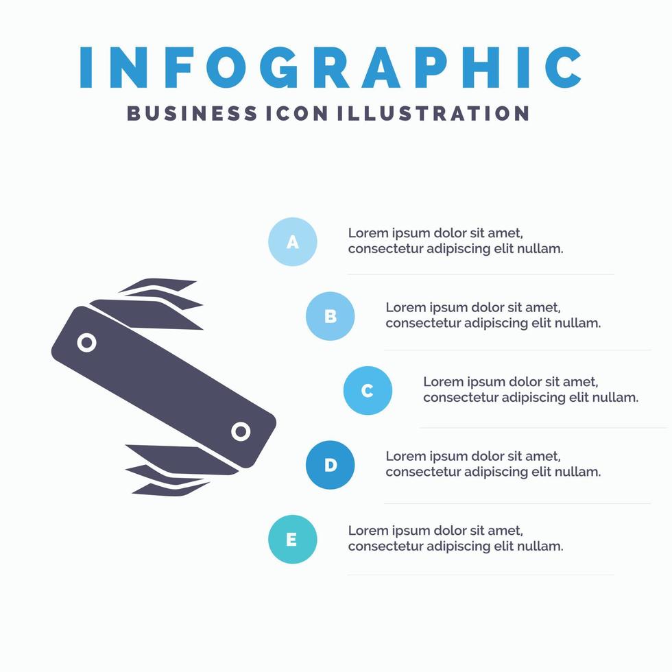 coltello. esercito. campeggio. svizzero. tasca infografica modello per sito web e presentazione. glifo grigio icona con blu Infografica stile vettore illustrazione.