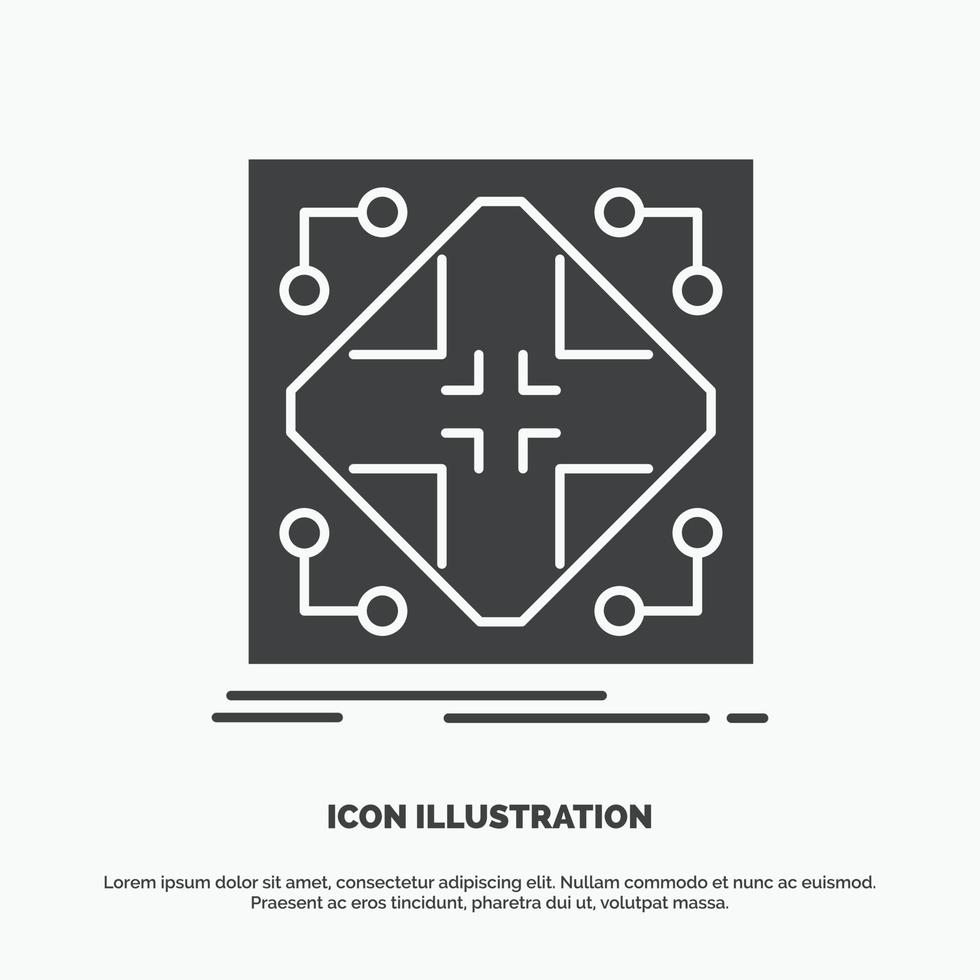 dati. infrastruttura. Rete. matrice. griglia icona. glifo vettore grigio simbolo per ui e ux. sito web o mobile applicazione