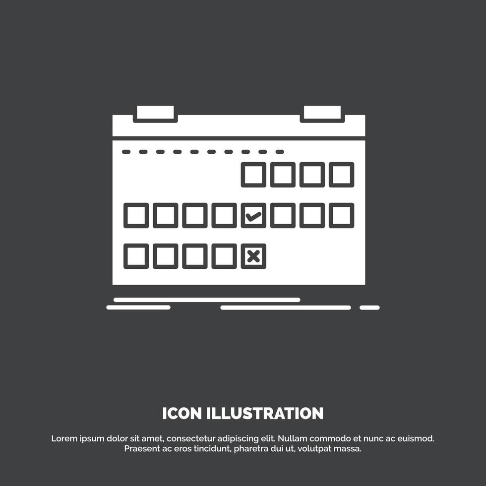 calendario. Data. evento. pubblicazione. programma icona. glifo vettore simbolo per ui e ux. sito web o mobile applicazione