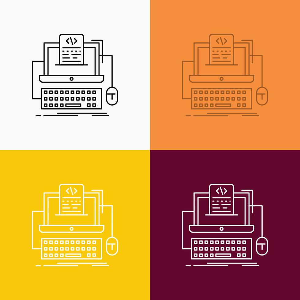 codice. codifica. computer. monoblocco. schermo icona al di sopra di vario sfondo. linea stile design. progettato per ragnatela e app. eps 10 vettore illustrazione