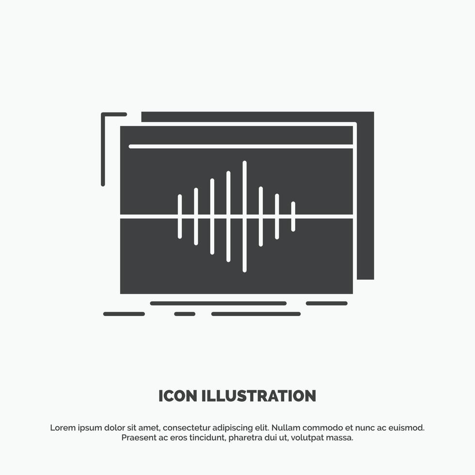 Audio. frequenza. hertz. sequenza. onda icona. glifo vettore grigio simbolo per ui e ux. sito web o mobile applicazione