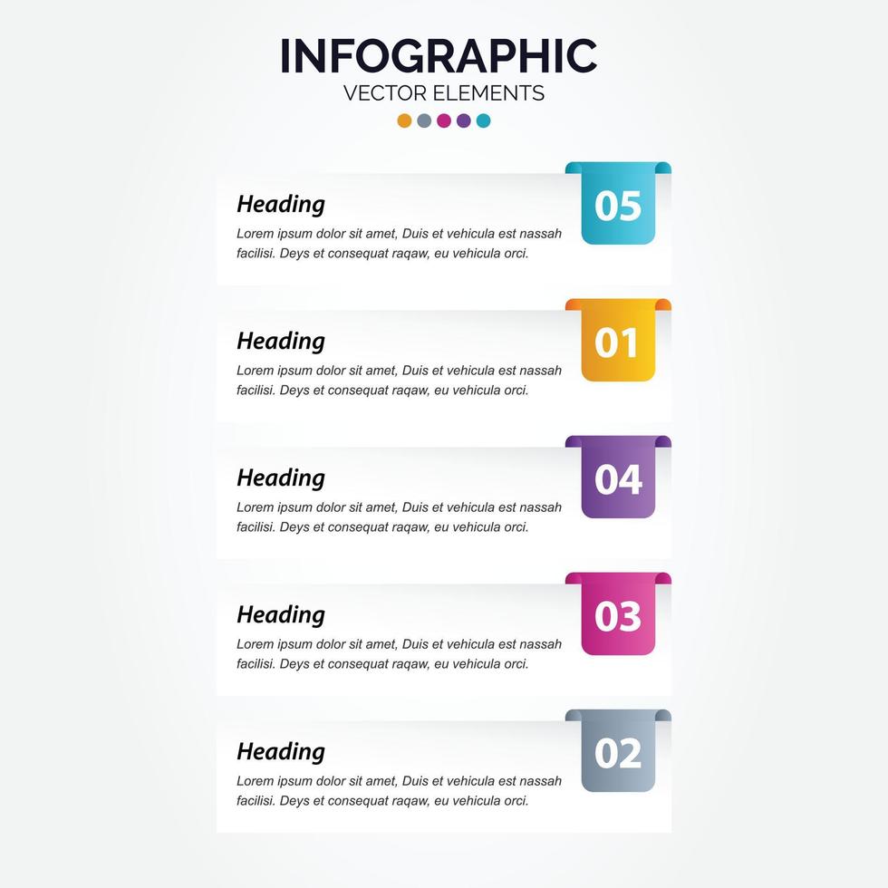 presentazione attività commerciale verticale Infografica modello con 5 opzioni vettore