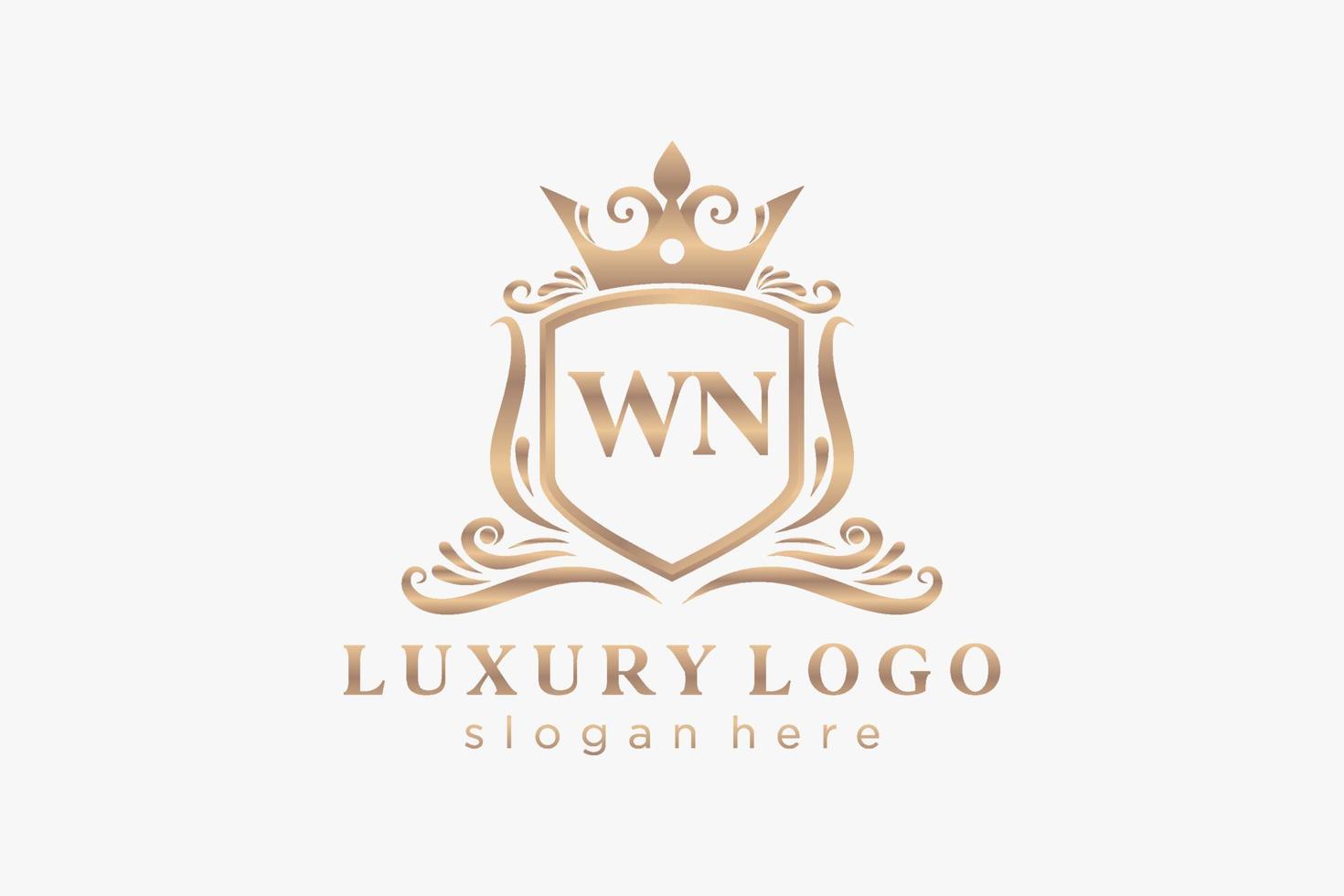 iniziale wn lettera reale lusso logo modello nel vettore arte per ristorante, regalità, boutique, bar, Hotel, araldico, gioielleria, moda e altro vettore illustrazione.
