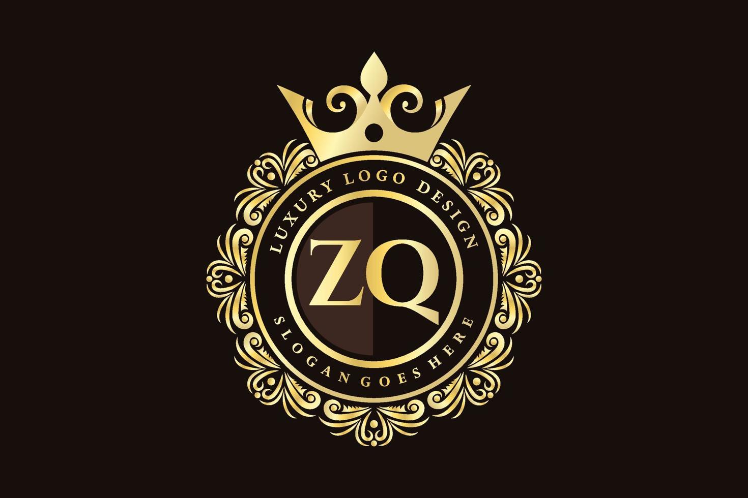 zq iniziale lettera oro calligrafico femminile floreale mano disegnato araldico monogramma antico Vintage ▾ stile lusso logo design premio vettore