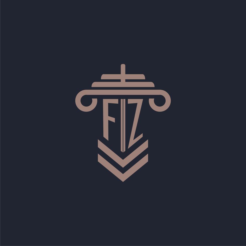 fz iniziale monogramma logo con pilastro design per legge azienda vettore Immagine