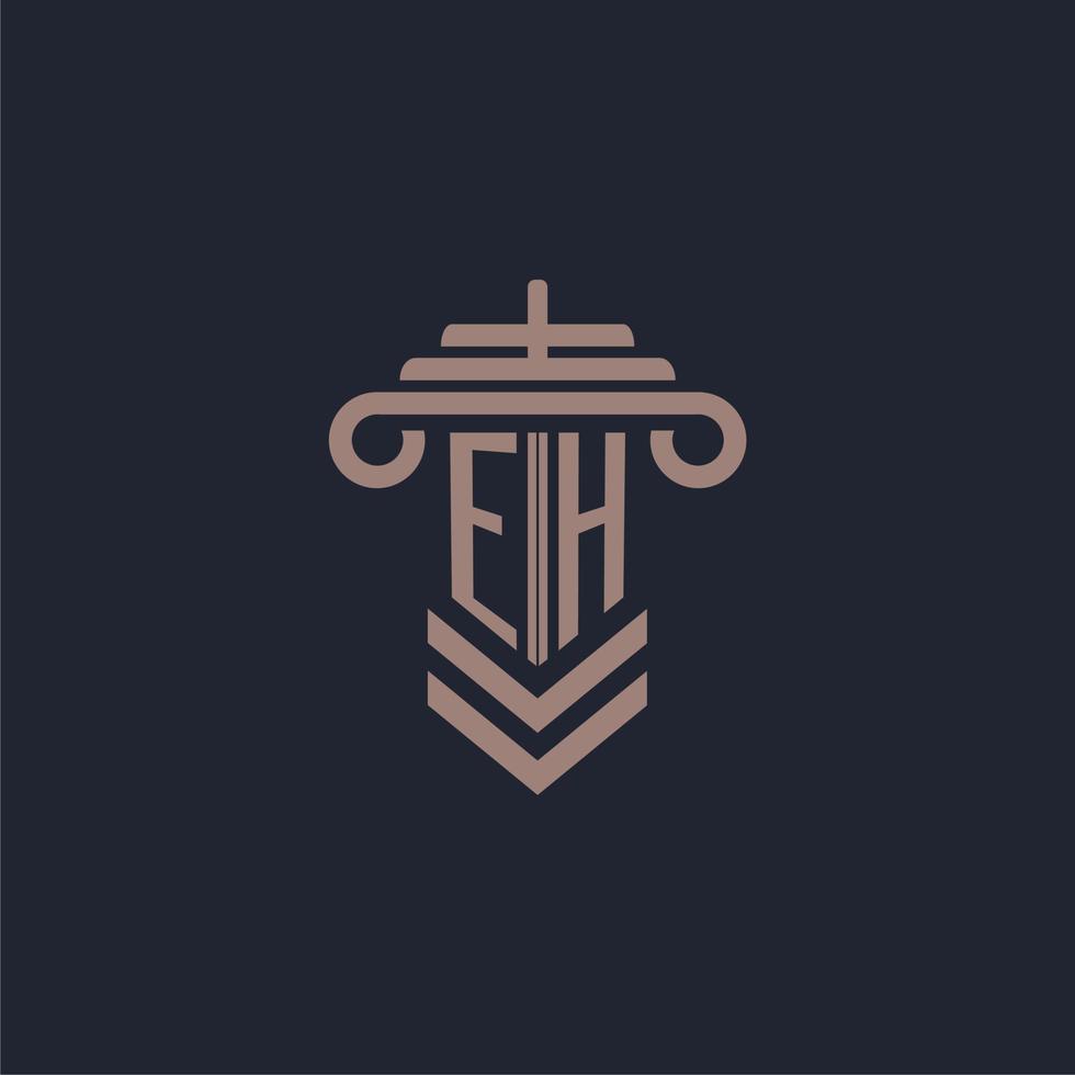 eh iniziale monogramma logo con pilastro design per legge azienda vettore Immagine