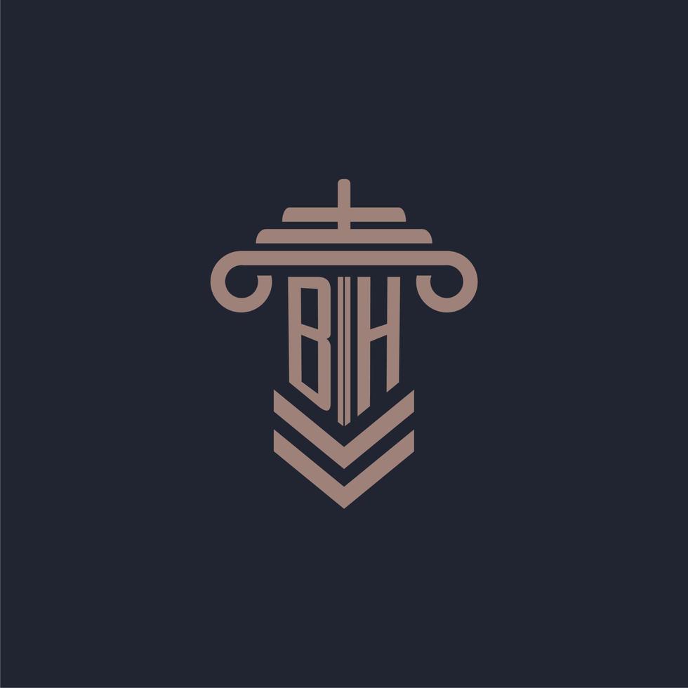 bh iniziale monogramma logo con pilastro design per legge azienda vettore Immagine