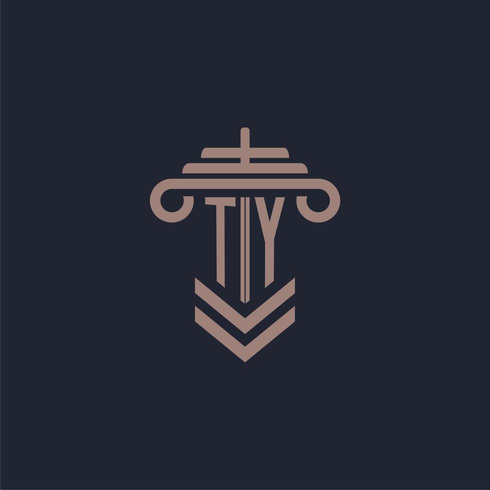 ty iniziale monogramma logo con pilastro design per legge azienda vettore Immagine