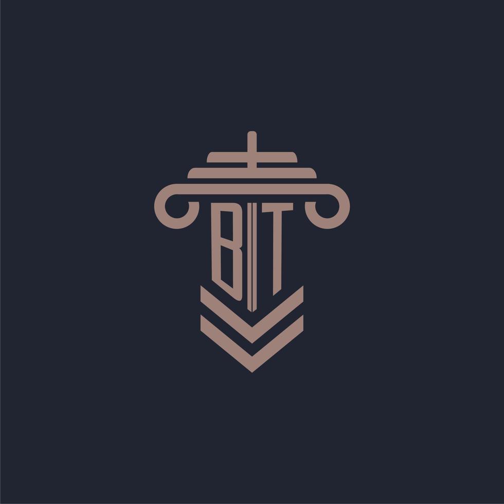 bt iniziale monogramma logo con pilastro design per legge azienda vettore Immagine