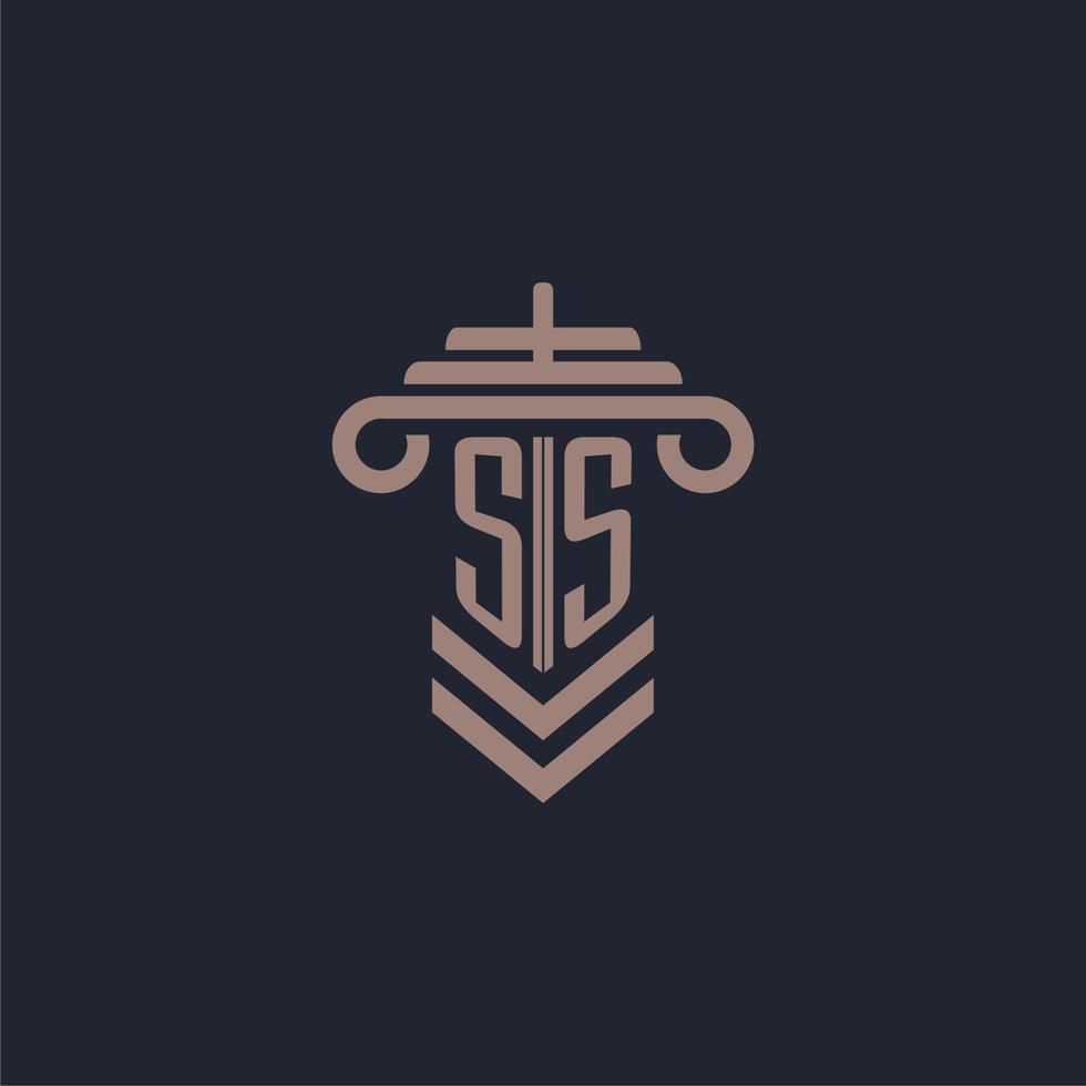 ss iniziale monogramma logo con pilastro design per legge azienda vettore Immagine
