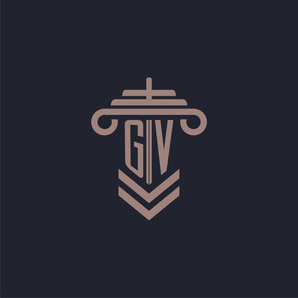 gv iniziale monogramma logo con pilastro design per legge azienda vettore Immagine
