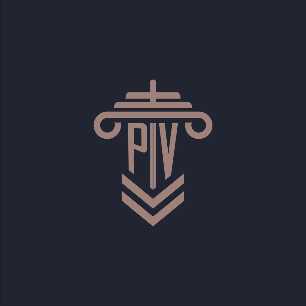 pv iniziale monogramma logo con pilastro design per legge azienda vettore Immagine