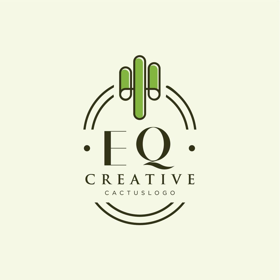 eq iniziale lettera verde cactus logo vettore