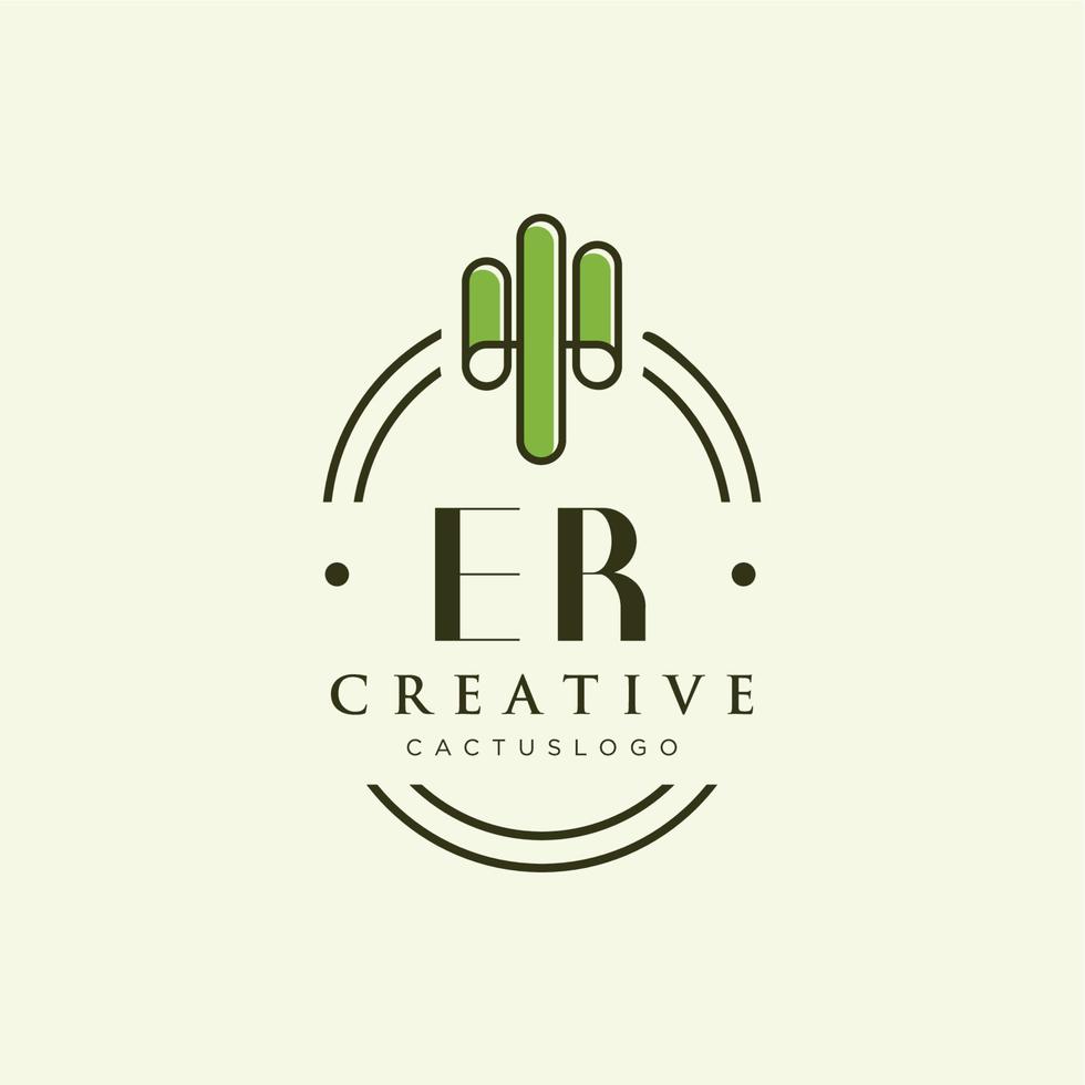 er iniziale lettera verde cactus logo vettore