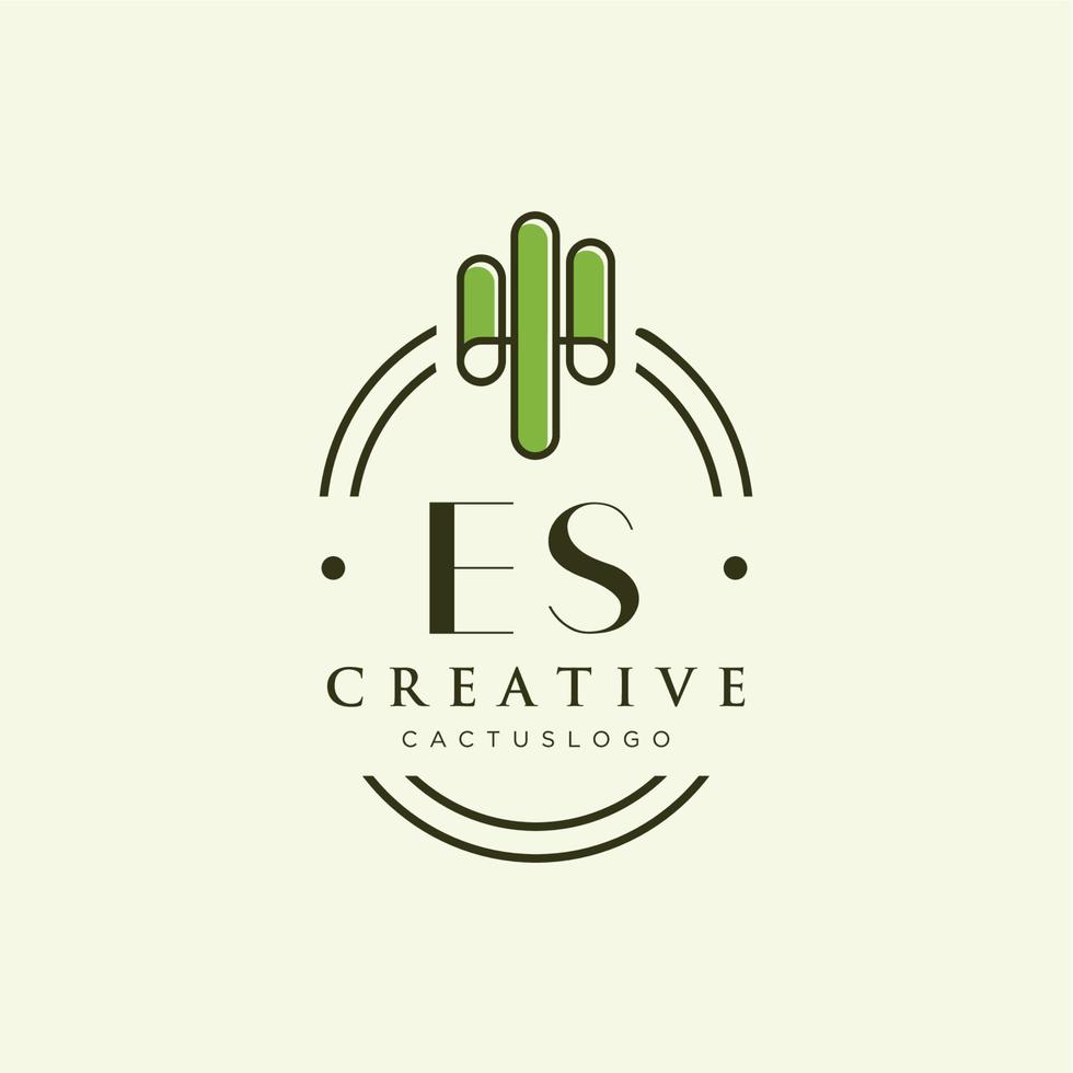 es iniziale lettera verde cactus logo vettore