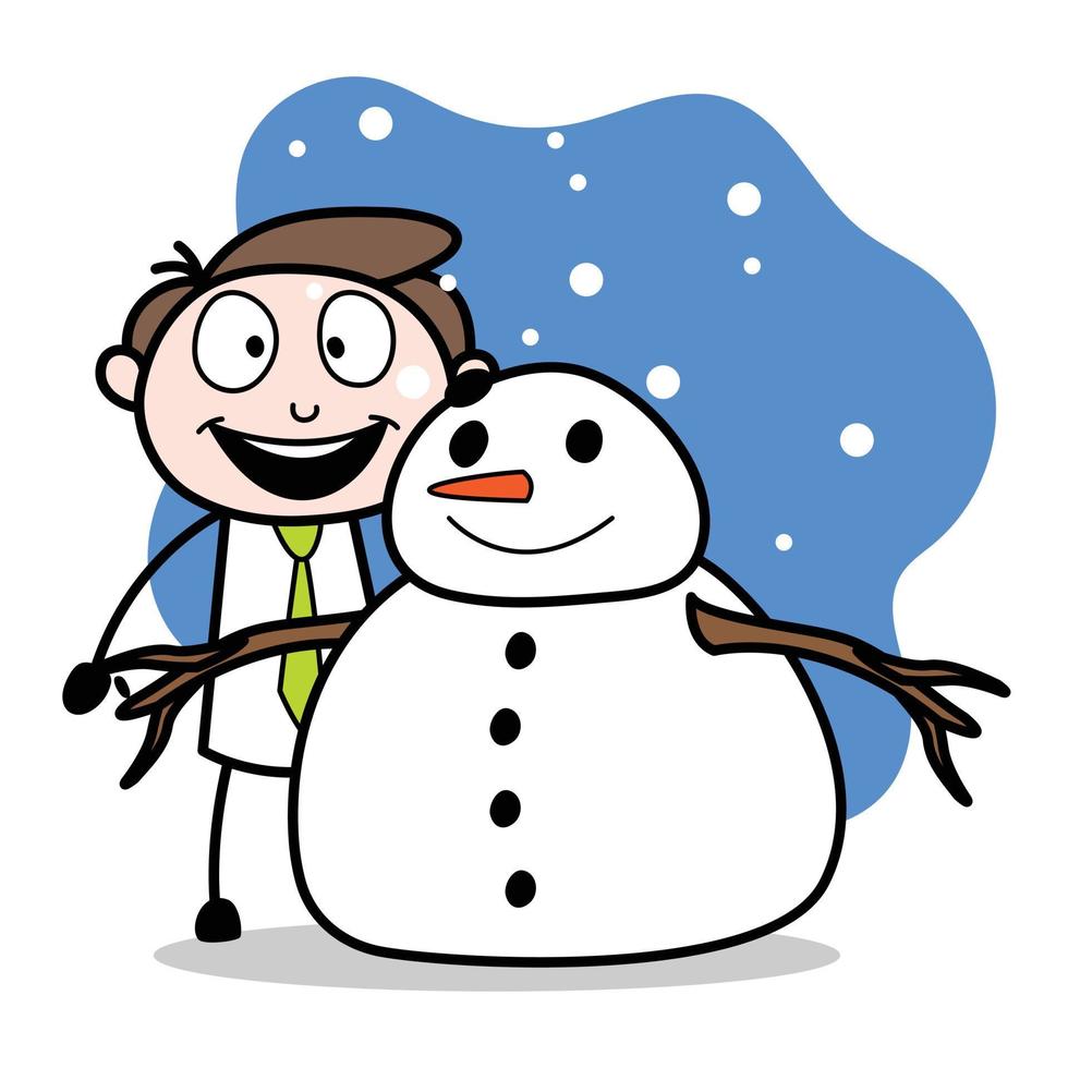 risorsa di un' giovane uomo d'affari cartone animato personaggio con un' pupazzo di neve vettore