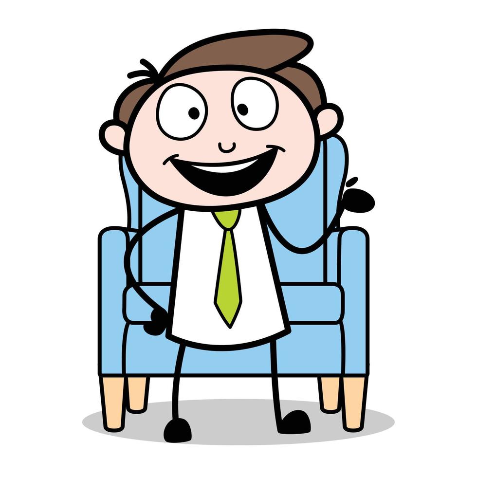 risorsa di giovane uomo d'affari cartone animato personaggio ottenere via il divano vettore