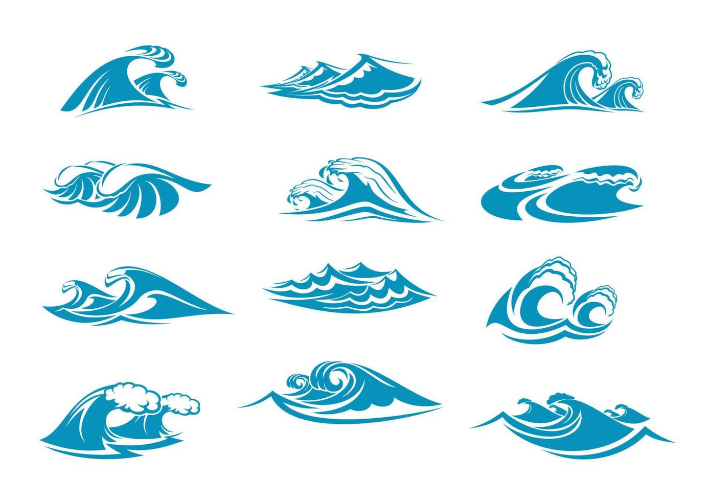 vettore icone di oceano acqua onda blu spruzzo