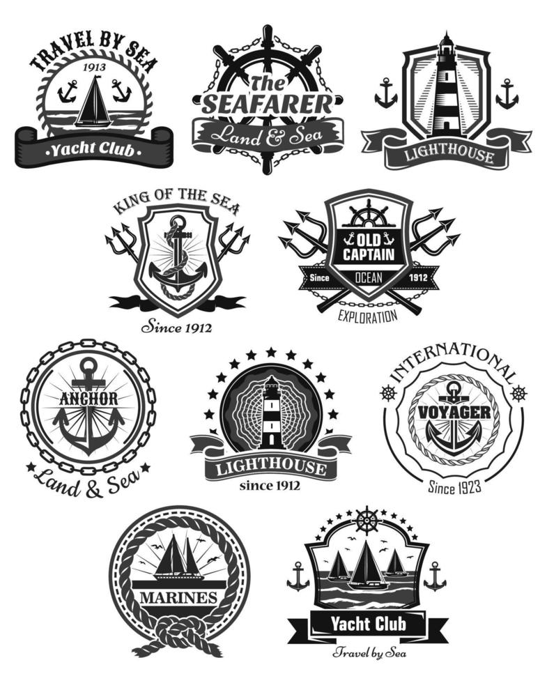 nautico e marino simboli vettore icone impostato
