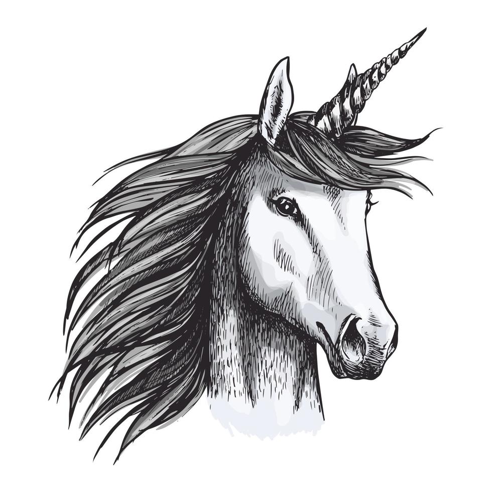 unicorno mistico Magia cavallo animale vettore schizzo