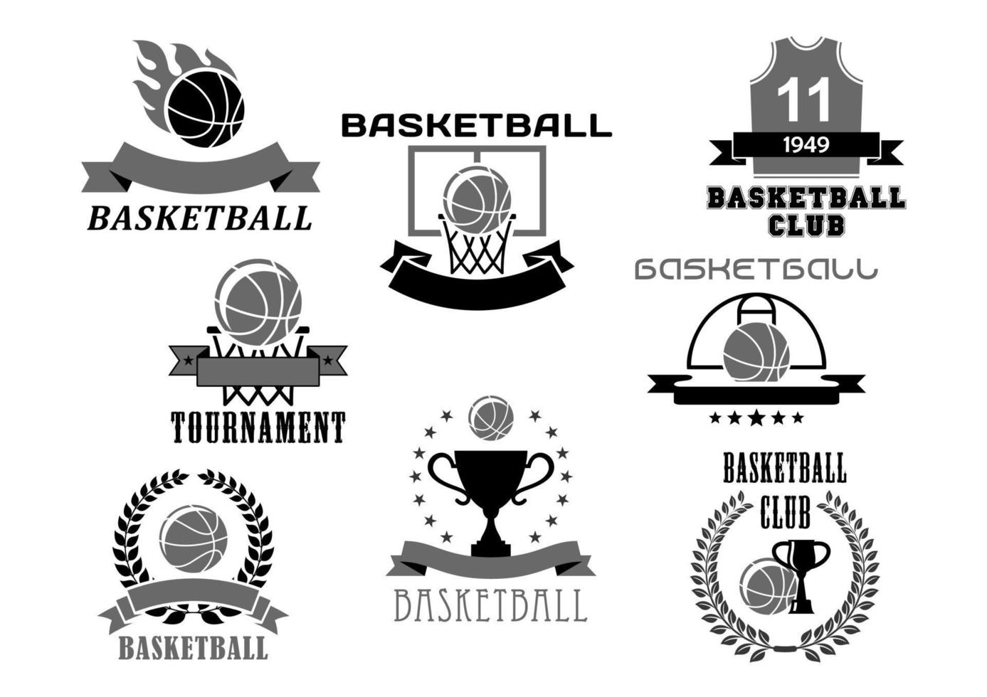 pallacanestro vettore icone impostato per club campionato