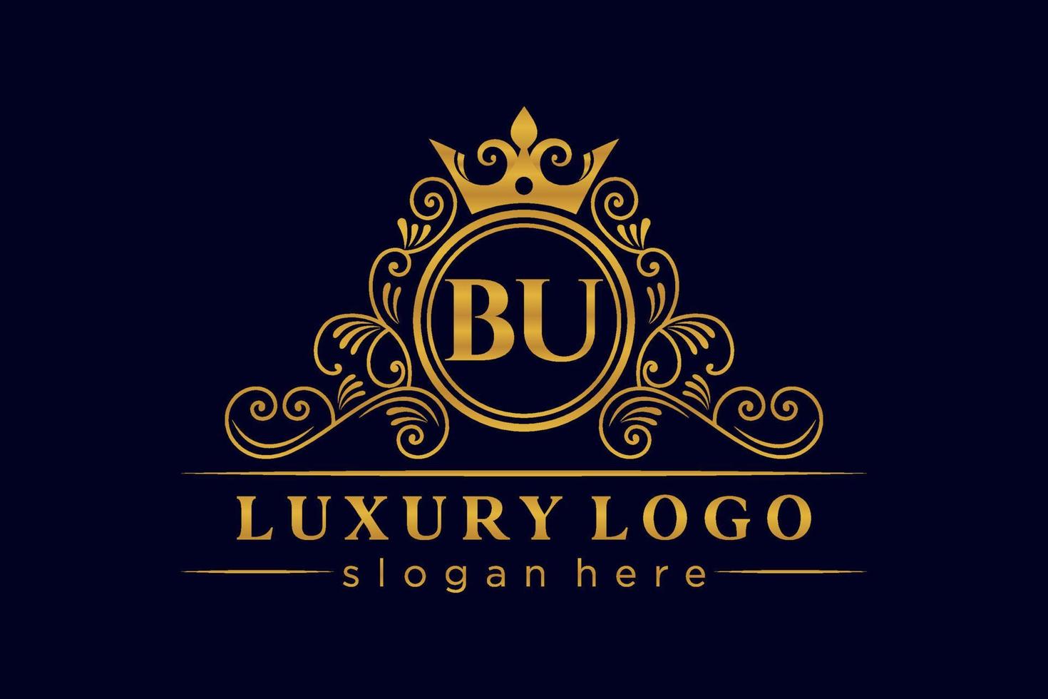 bu iniziale lettera oro calligrafico femminile floreale mano disegnato araldico monogramma antico Vintage ▾ stile lusso logo design premio vettore