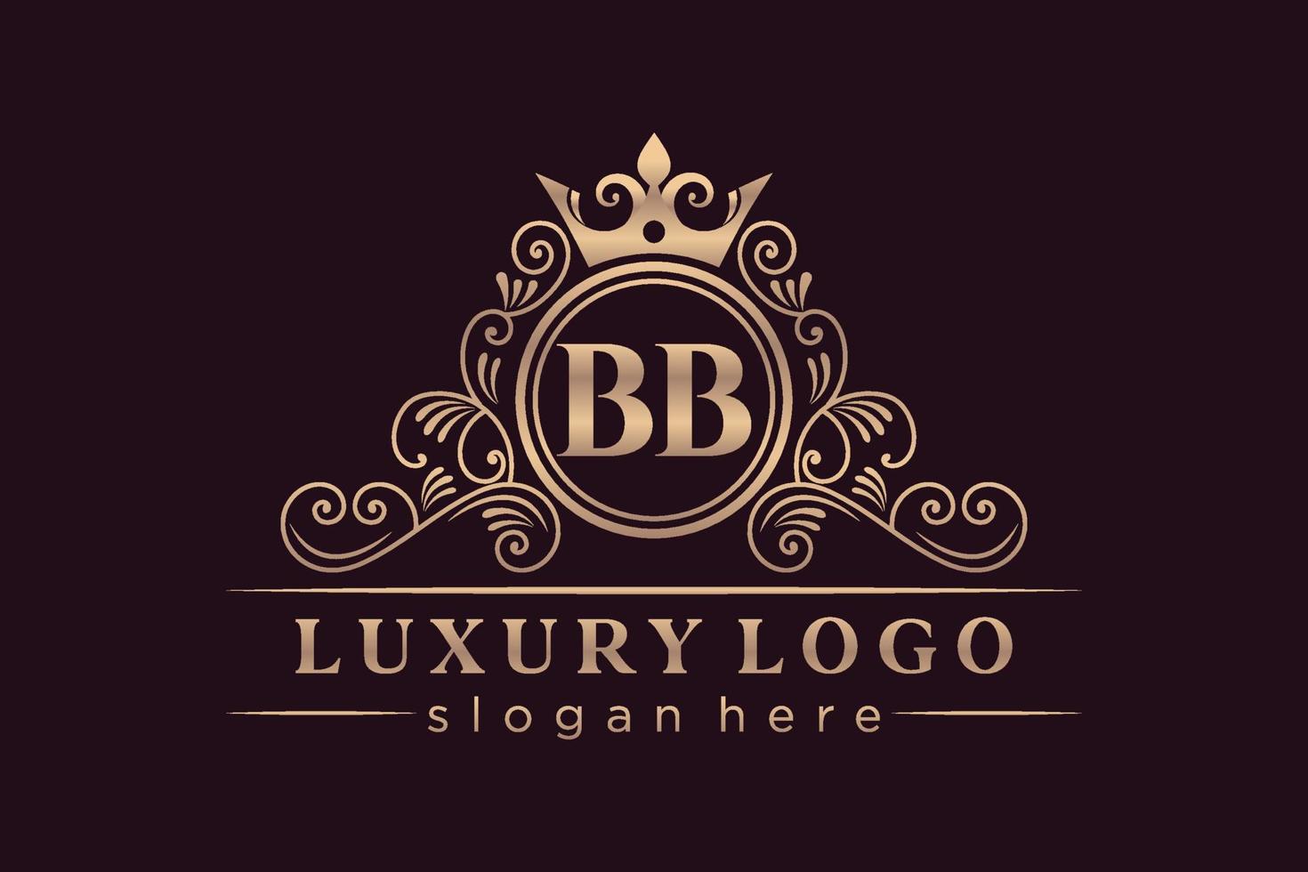 bb iniziale lettera oro calligrafico femminile floreale mano disegnato araldico monogramma antico Vintage ▾ stile lusso logo design premio vettore