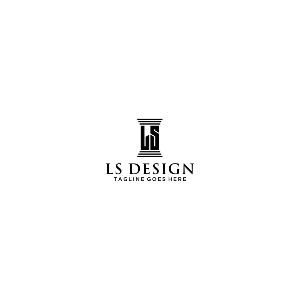 ls iniziale legge azienda logo cartello design vettore