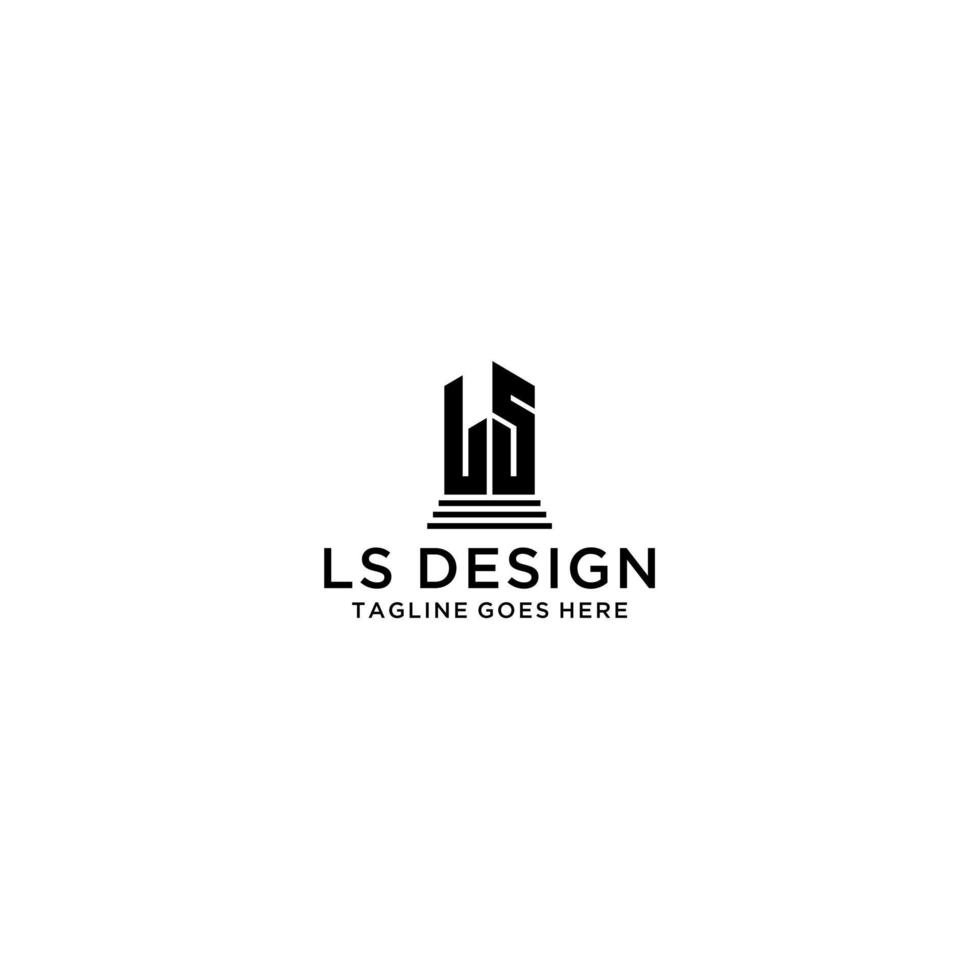 ls iniziale legge azienda logo cartello design vettore