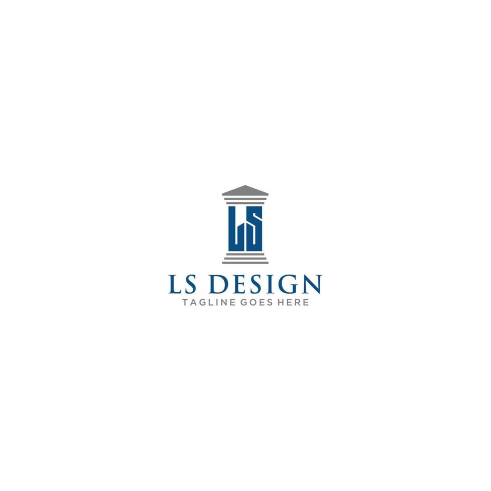 ls iniziale legge azienda logo cartello design vettore