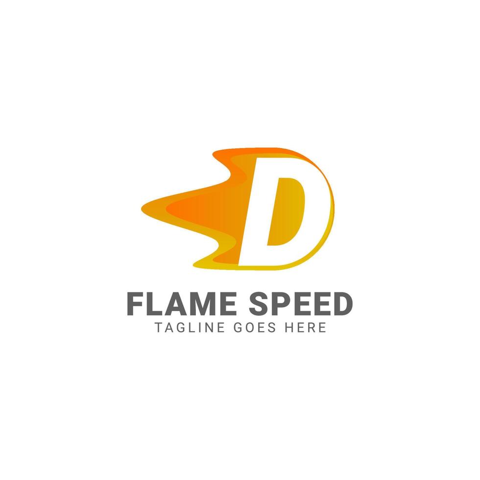 lettera d fiamma velocità vettore logo design