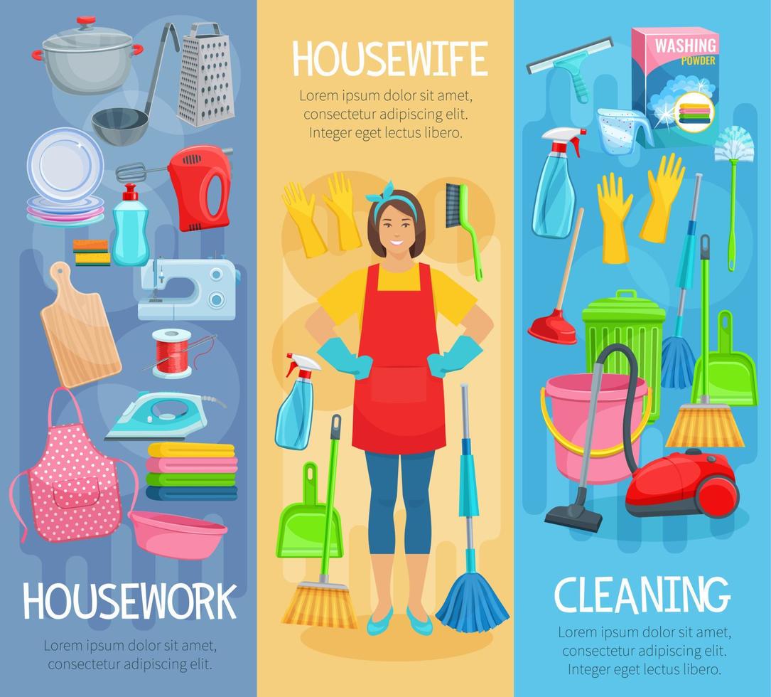 vettore banner per casa lavori di casa pulizia lavaggio