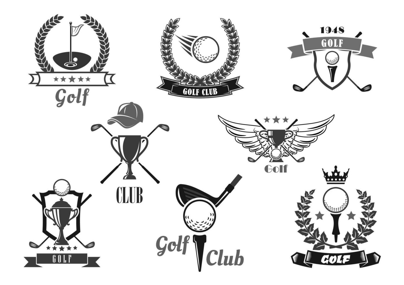 golf sport club simbolo impostato per sportivo design vettore