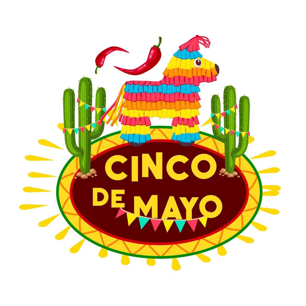 cinco de mayo messicano fiesta festa pinata icona vettore