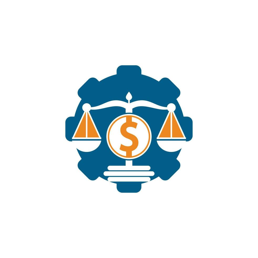 i soldi legge azienda Ingranaggio forma vettore logo design. finanza concetto. logotipo scala e dollaro simbolo icona.