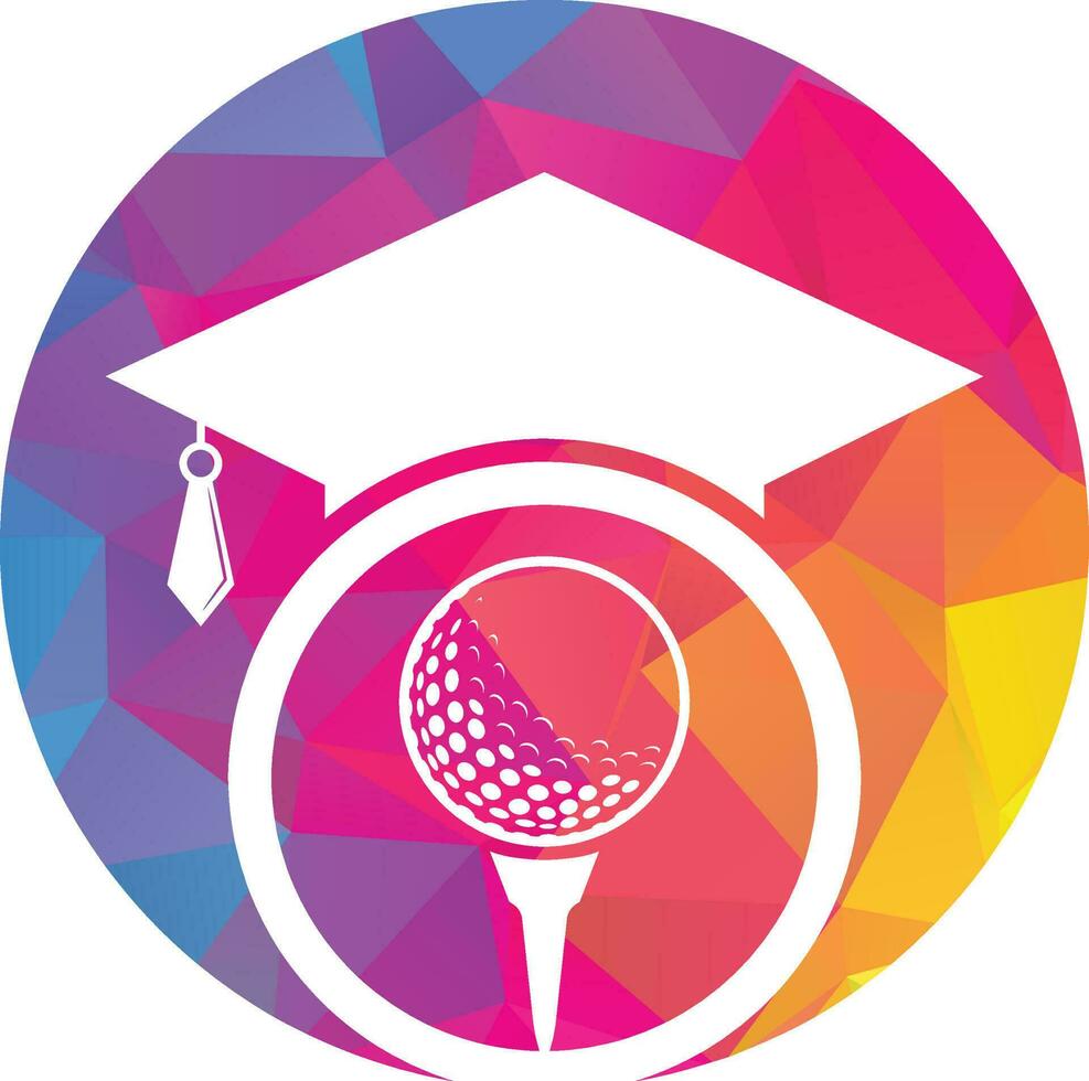 la laurea cappello e golf palla logo design. golf scuola icona logo design elemento. golf accademia logo vettore icona.