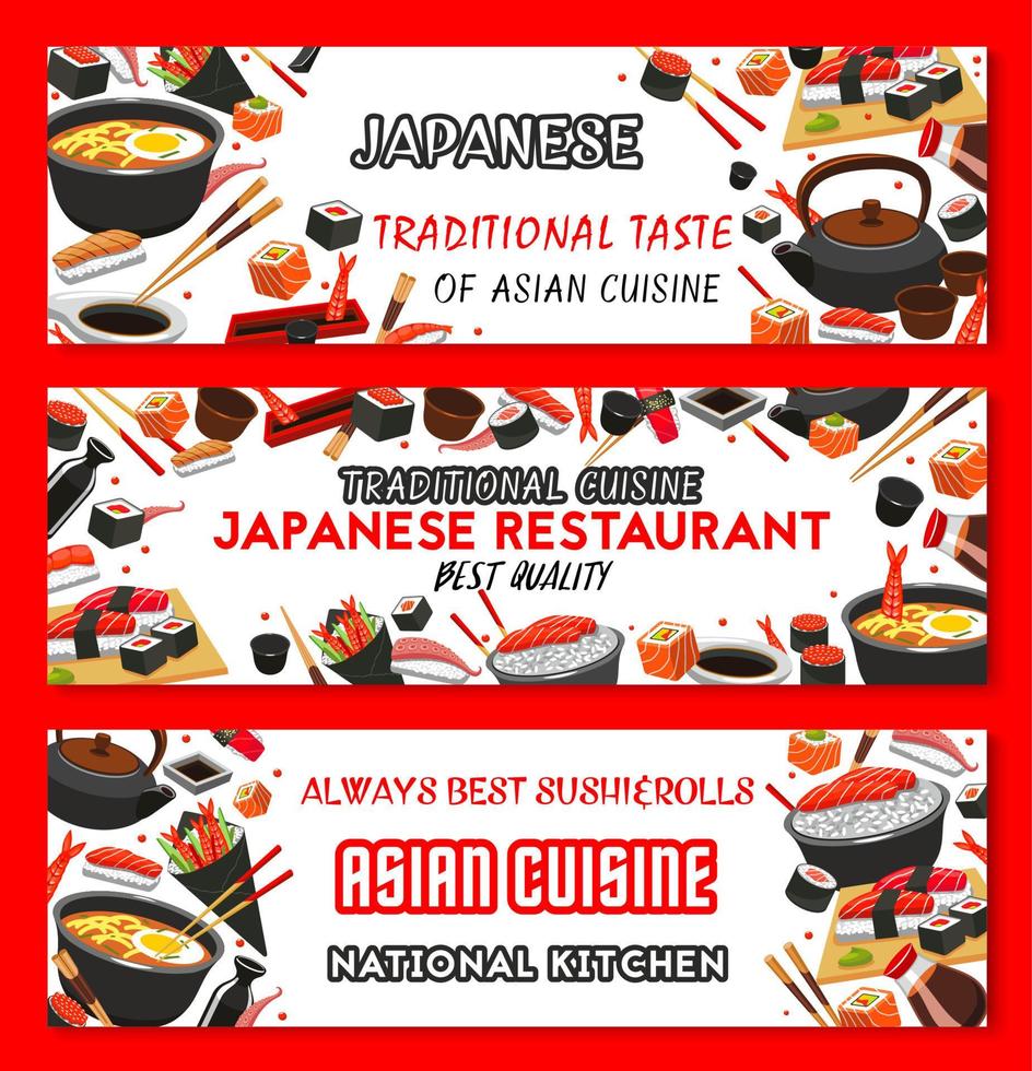 vettore giapponese cucina asiatico cibo banner