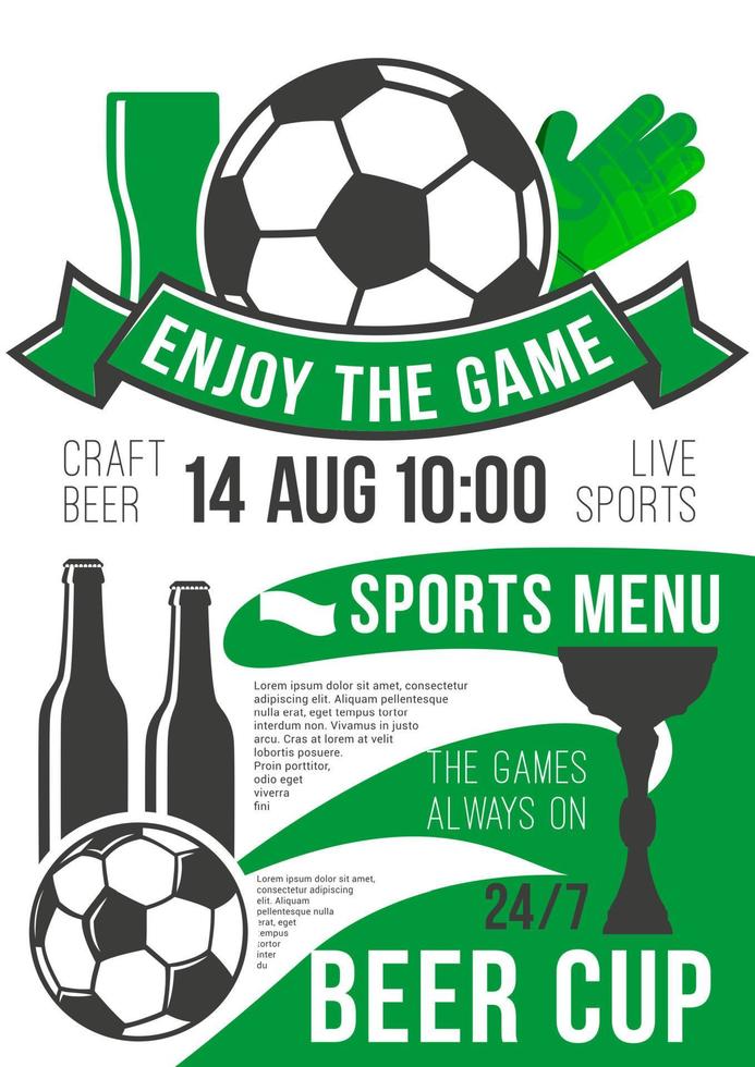 vettore manifesto calcio sport bar calcio birra pub