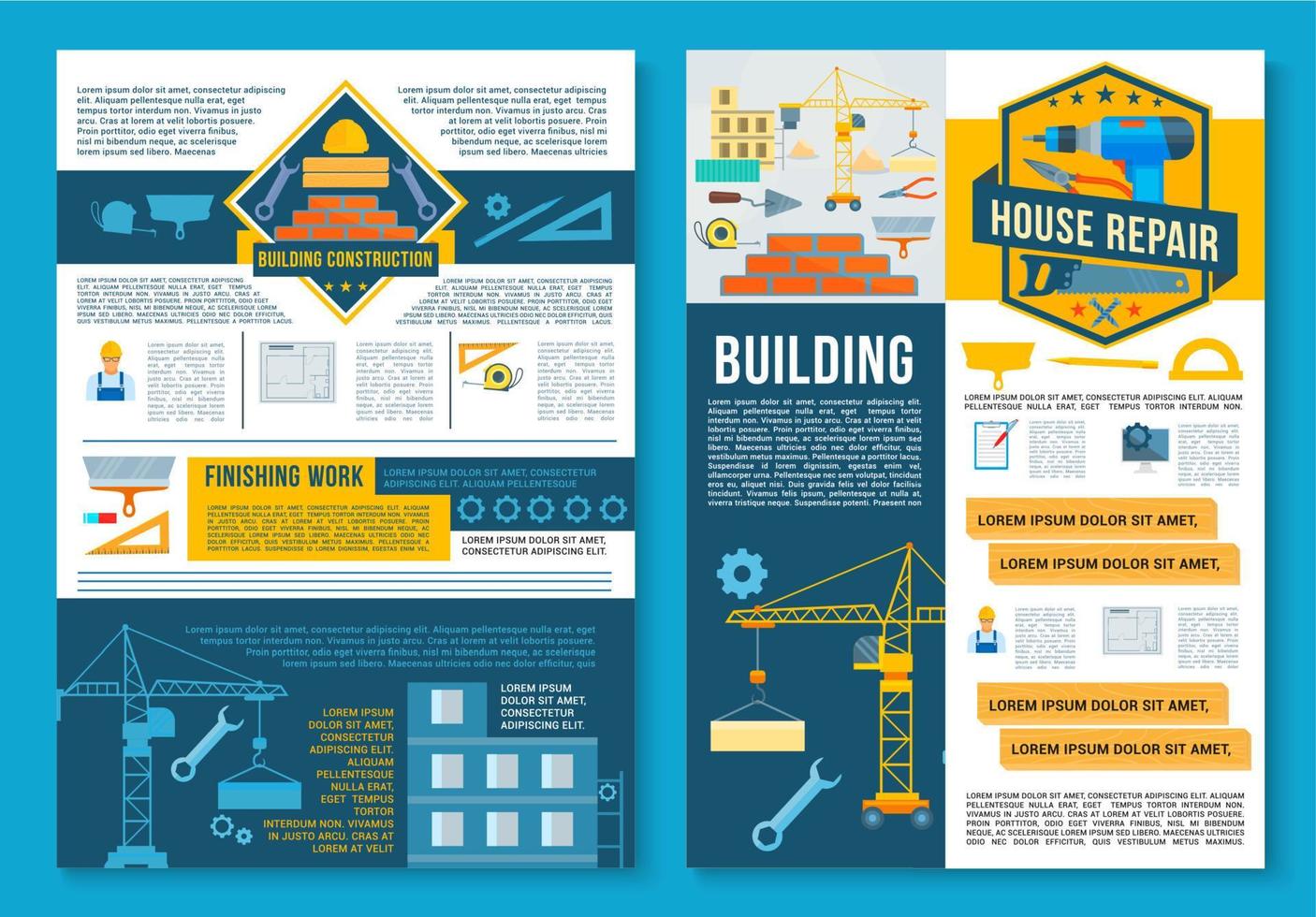 edificio costruzione, casa riparazione manifesto design vettore