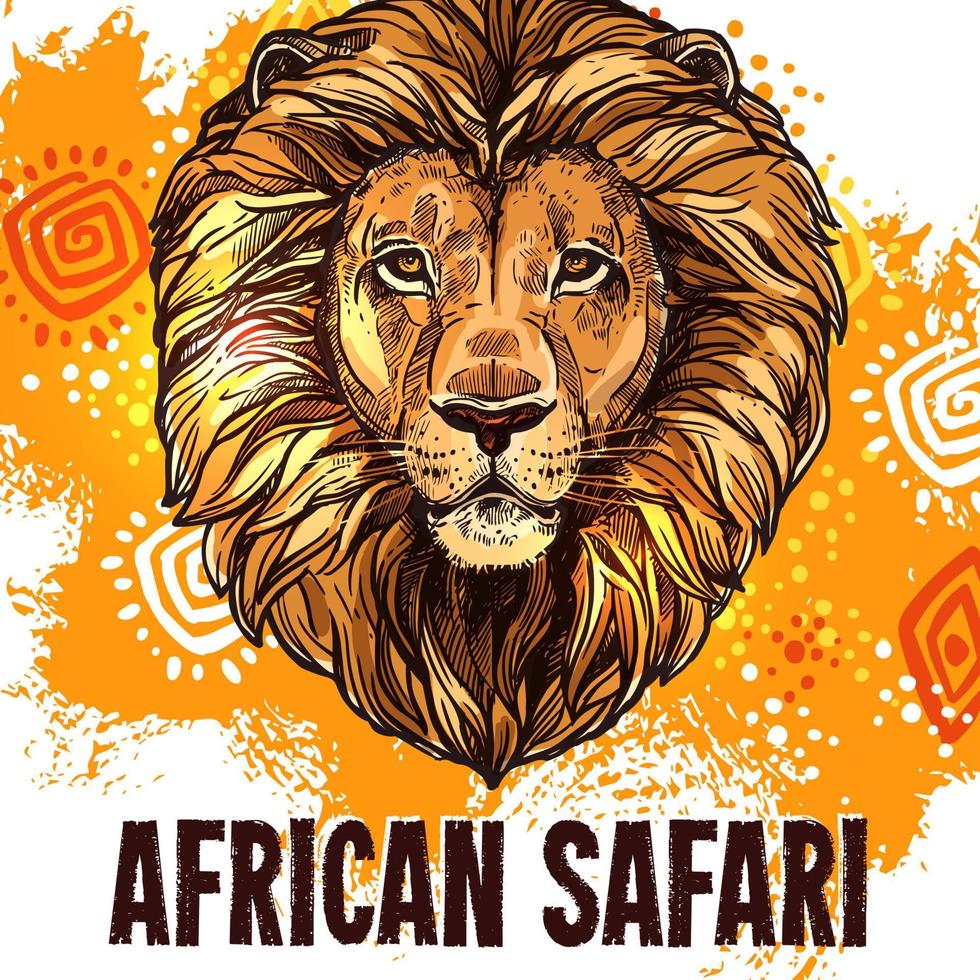 africano Leone manifesto safari a caccia vettore manifesto