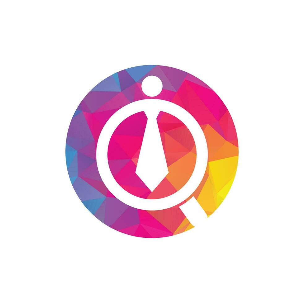 lavoro logo design vettore. lavoro ricerca icona con ingrandimento bicchiere, scegliere persone per assumere simbolo. lavoro o dipendente logo vettore