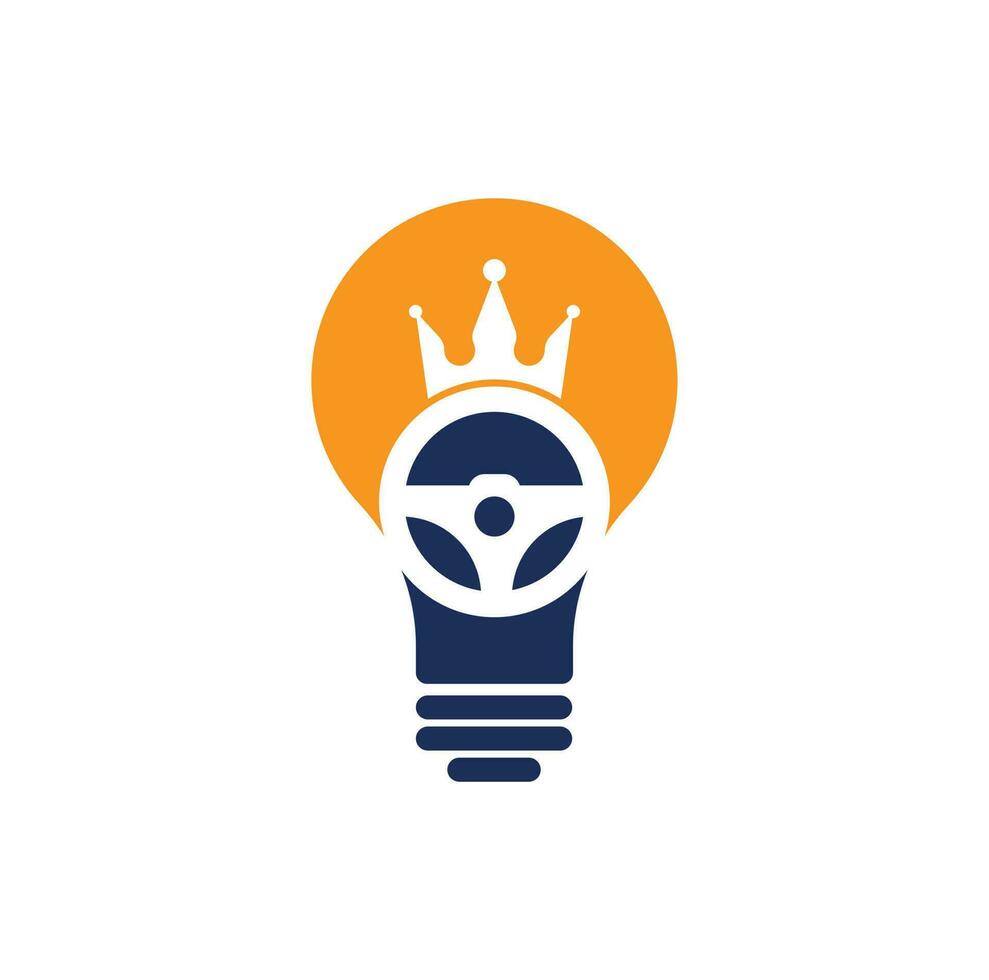 guidare re lampadina concetto vettore logo design. timone e corona icona.