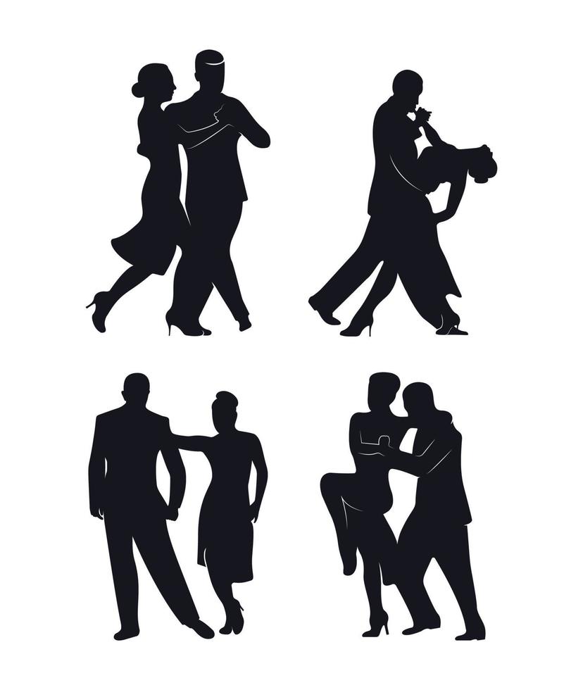 tango ballerini sagome impostato vettore