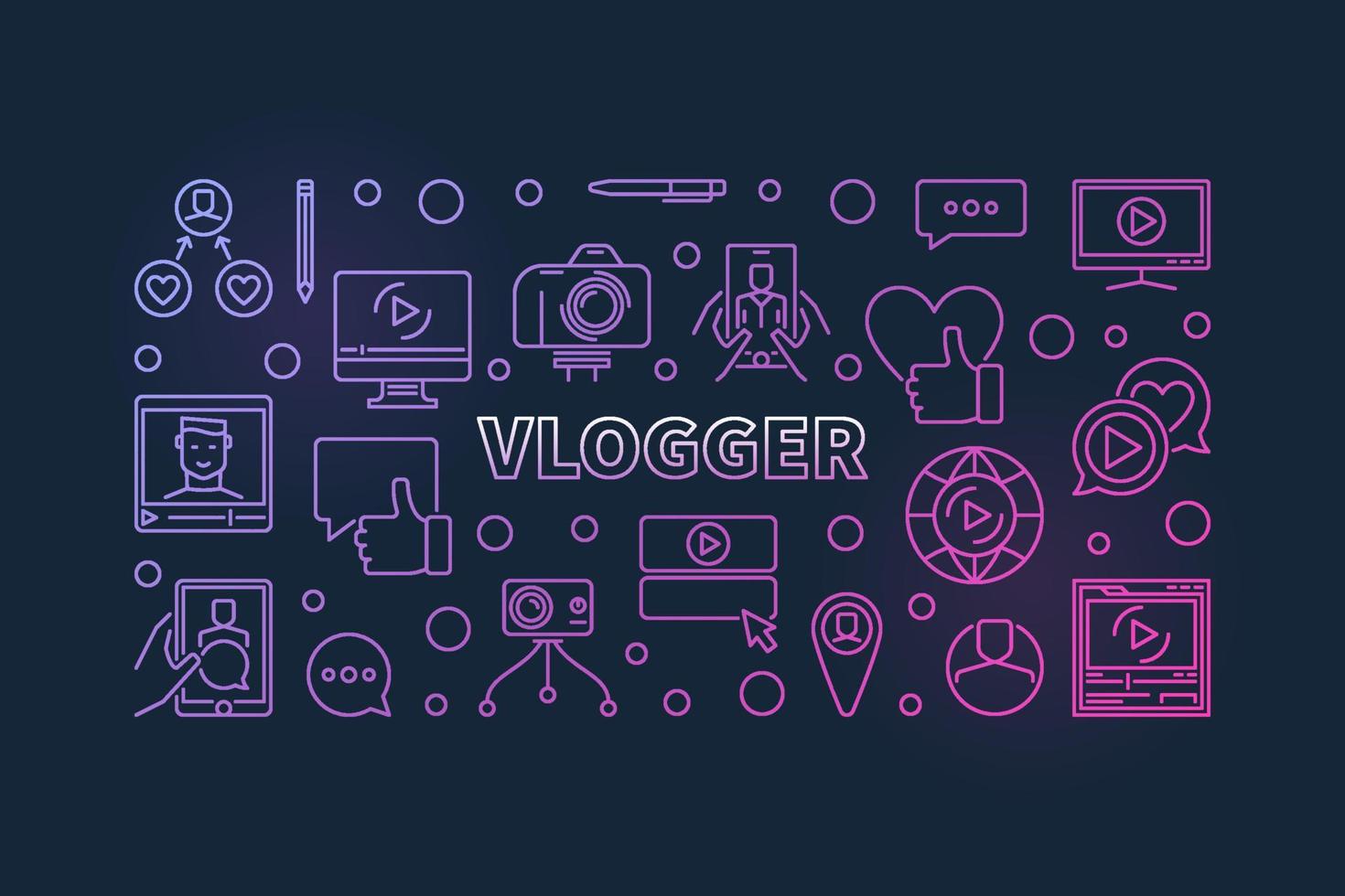 vlogger vettore colorato schema orizzontale illustrazione