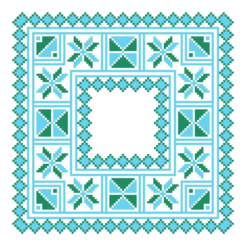 etnico ornamento mandala geometrico modelli nel blu e verde colori vettore