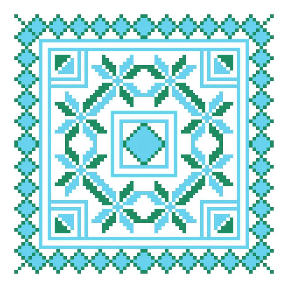 etnico ornamento mandala geometrico modelli nel blu e verde colori vettore