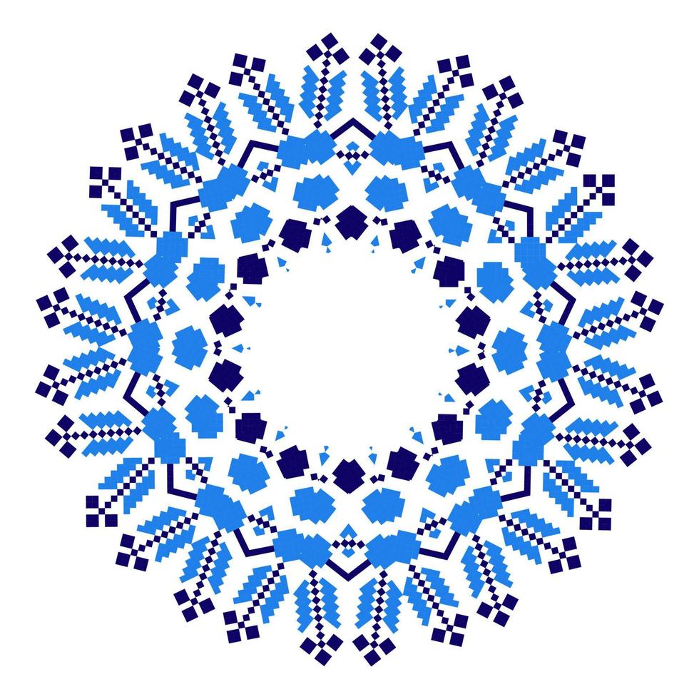 etnico ornamento mandala geometrico modelli nel blu colore vettore